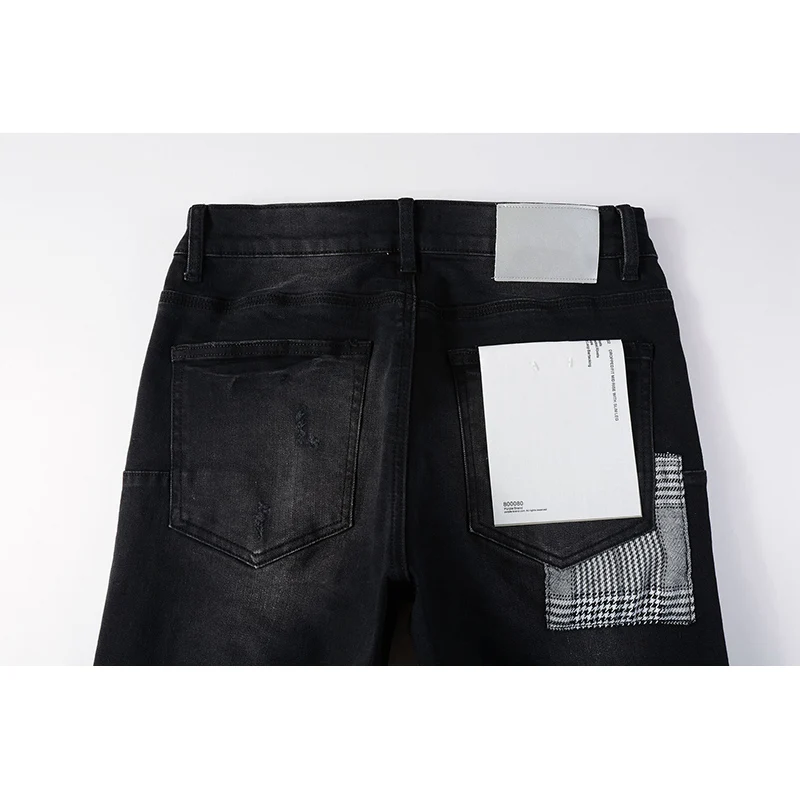 Jeans strappati skinny elasticizzati effetto consumato con fori distrutti neri da uomo High Street