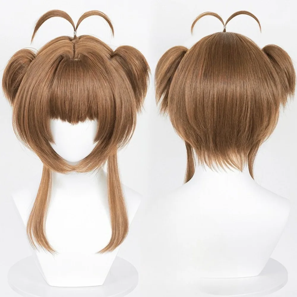 

5 Style Synthetic Brown Anime Cosplay Wig - Magical Girl Long Curly Hair for Halloween & Costume Parties (Sakura Inspired)