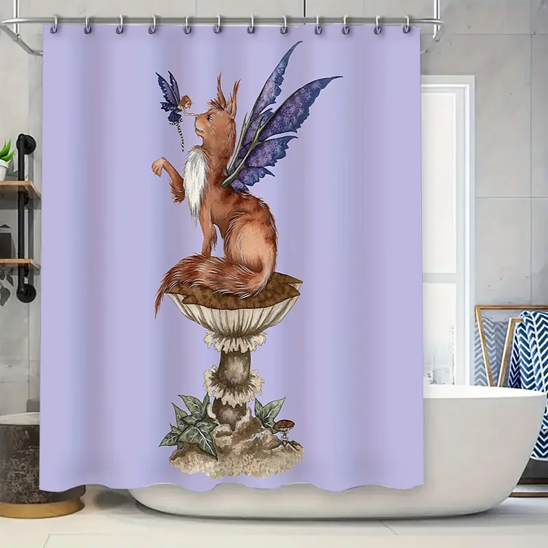 

Фэнтезийный гриб, лес, лиса, занавеска для душа, лесное животное, природа, декор, набор для ванной комнаты, винтажный деревенский домашний декор