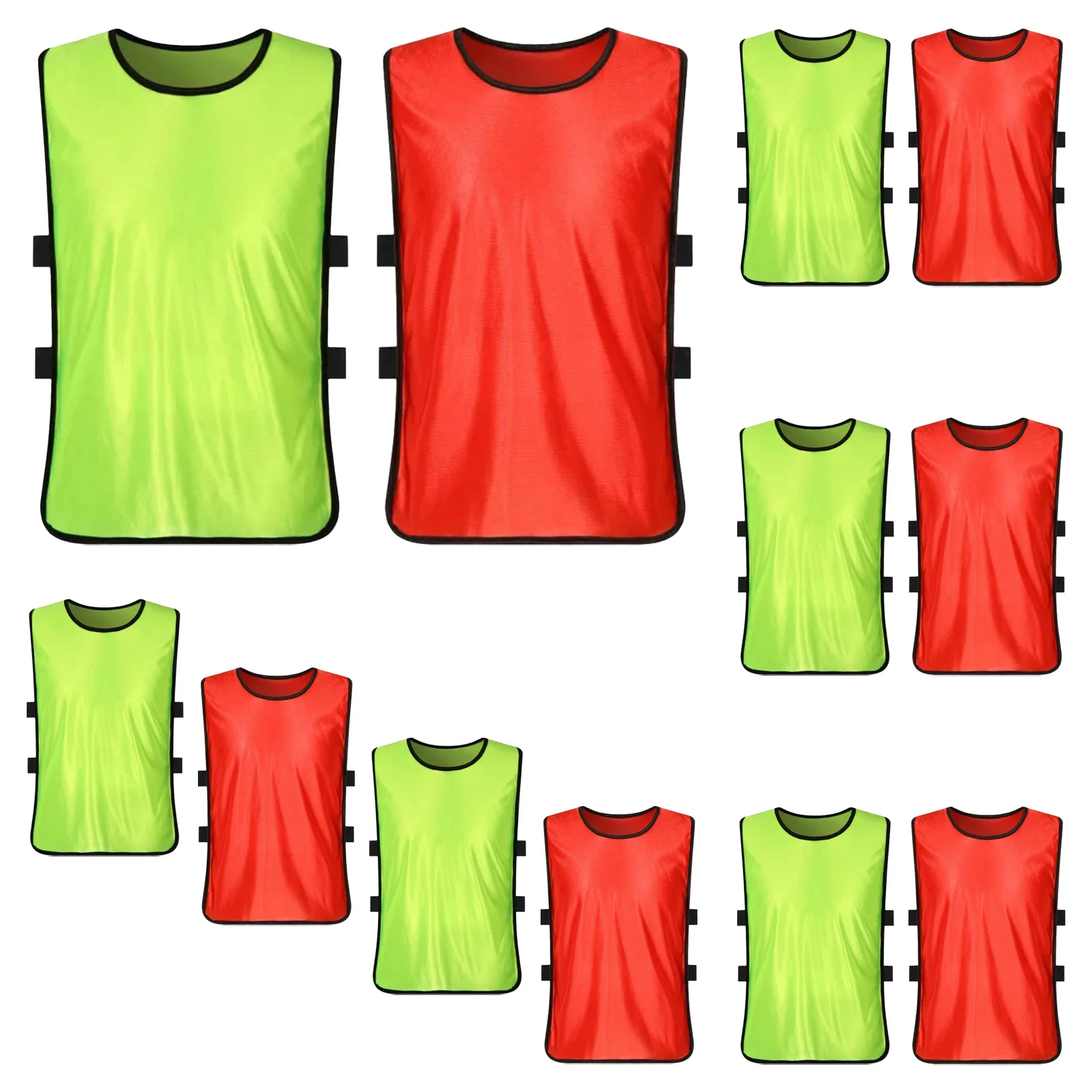 

12pcs Summer Training Vest Sleeveless Shirt For Football Basketball Teamwear Lightweight Mesh Vest Fluorescent
