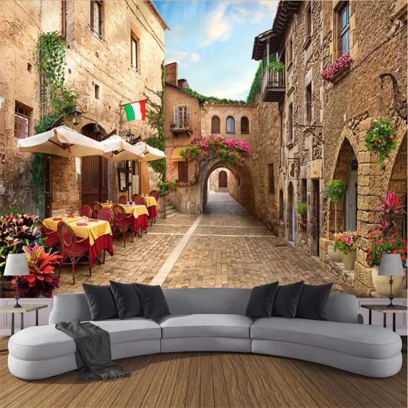 beibehang papel de parede Custom Photo Wallpaper Mural Alley Street View Living room coffee shop Background Wall paper 3d murals