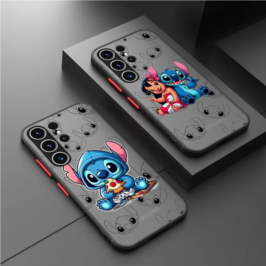 Cartoon Disney Cute Stitch Matte Case For Samsung Galaxy S24 S22 S23 S20 S21 FE S10 Plus Note 20 Ultra 10 Lite Phone Fundas