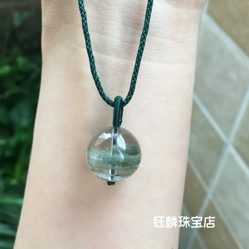 Green Phantom Quartz Fortune Bead Pendant Ball, Treasure Bowl, Multilayer Starry Sky, Wealth-Attracting Jewelry for Men and Wome