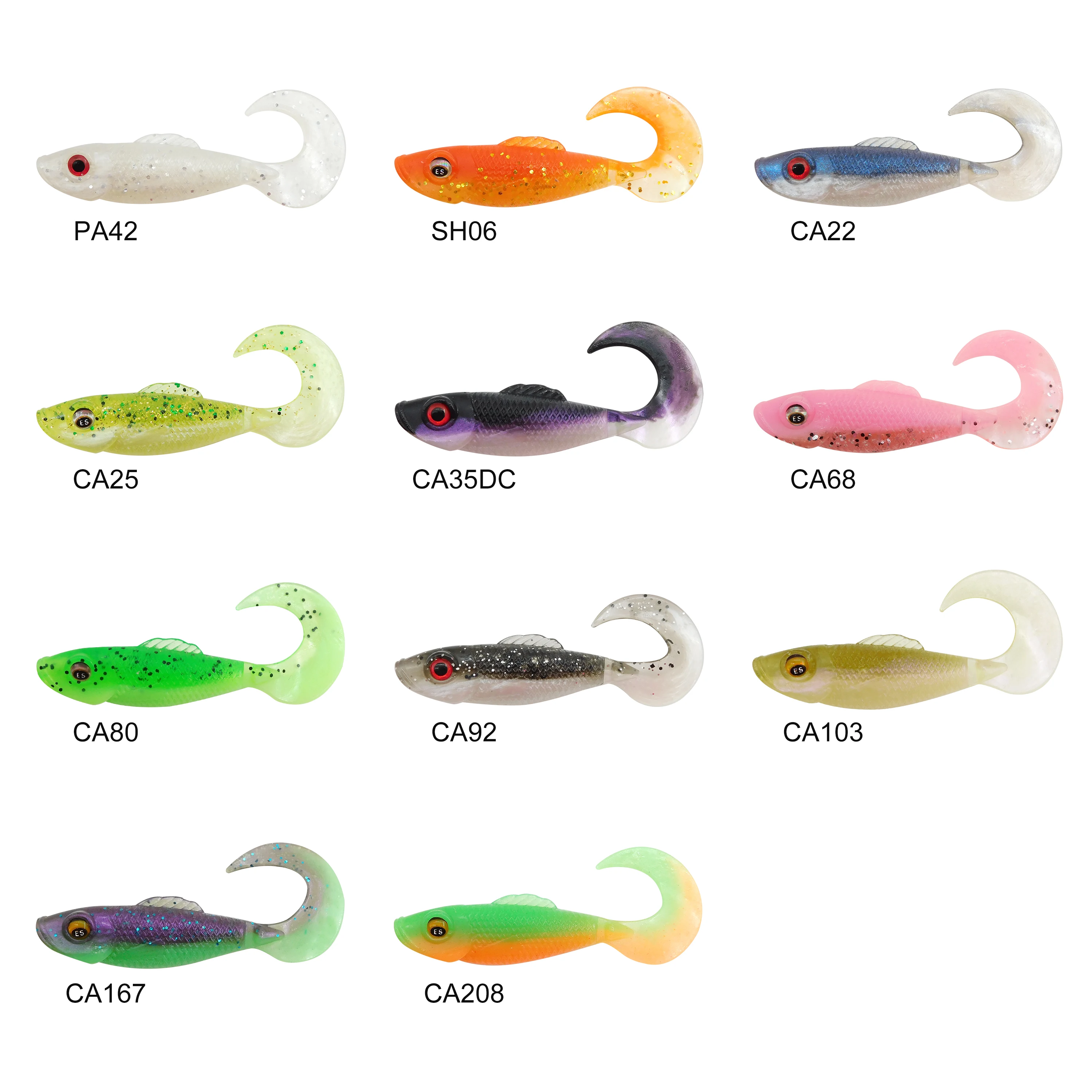 KESFISHING 트위스터 루어 그럽 스위밍 프로 리글러 72mm 5g 낚시 미끼 크림프 테일 인조 소프트 스윔베이트 모든 물고기에 적합