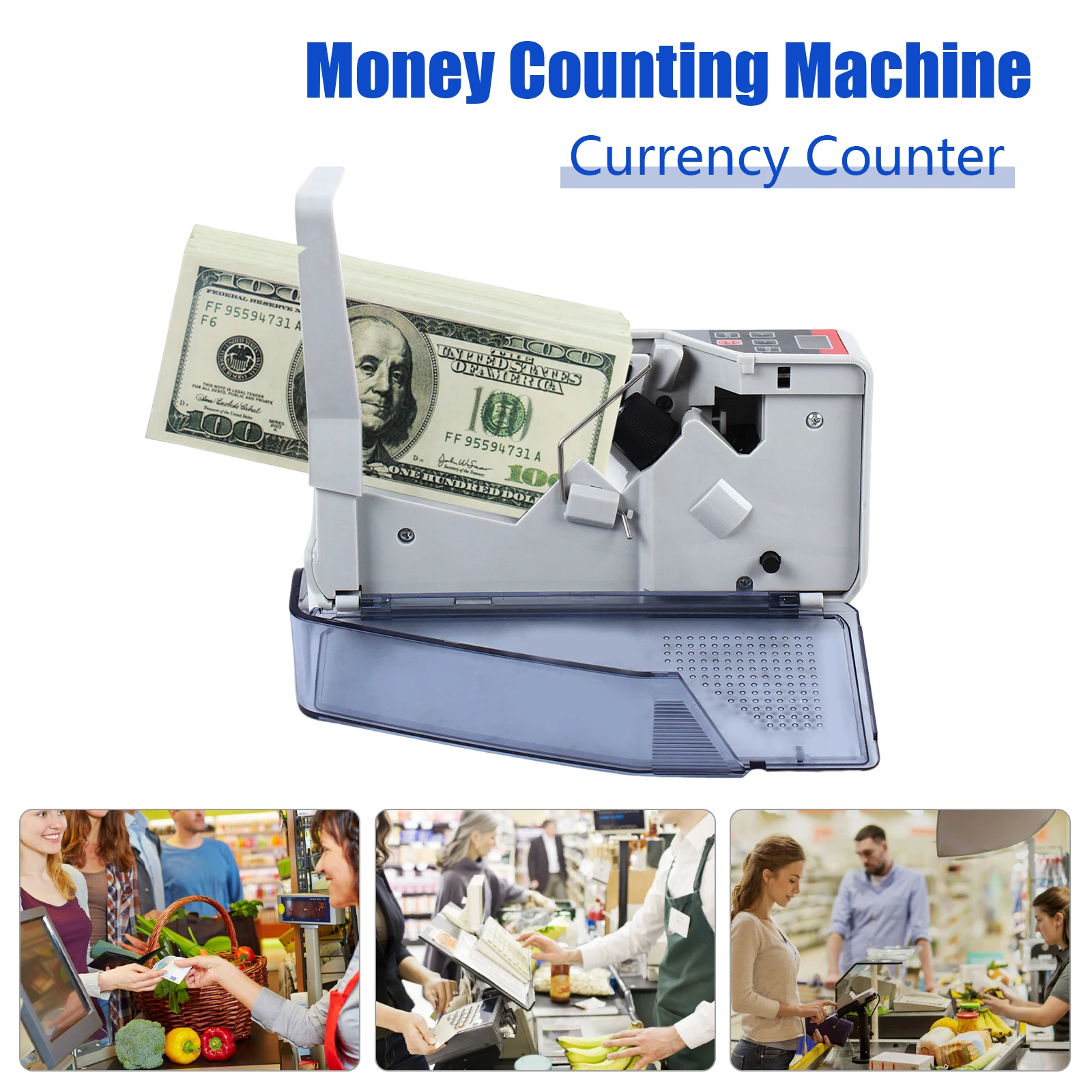 Mini Banknote Bill Money Currency Counter Hine Mobile Phone Counterfeit Detector Cash Counting For Bank 600 Pcs/Min V40