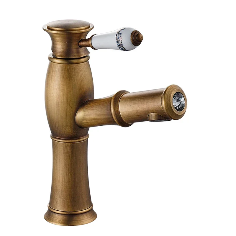 

Bathroom Faucet Antique Bronze Finish Brass Basin Sink Faucet Single Handle Water Brass Faucets