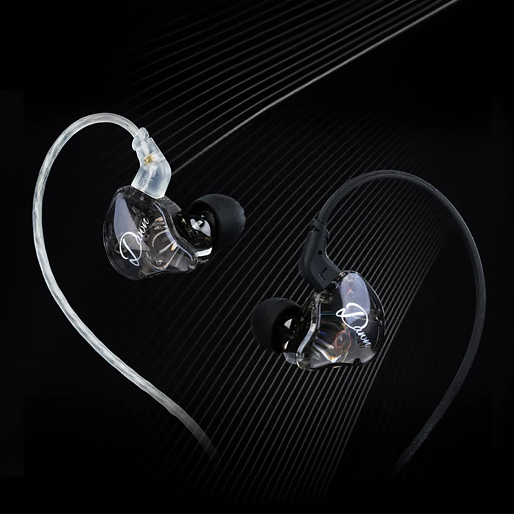 最新の KZ ドーン有線ヘッドフォンインイヤー HiFi IEM 透明 DJ 有線音楽ヘッドセットスポーツゲームカスタムノイズリダクションイヤホン