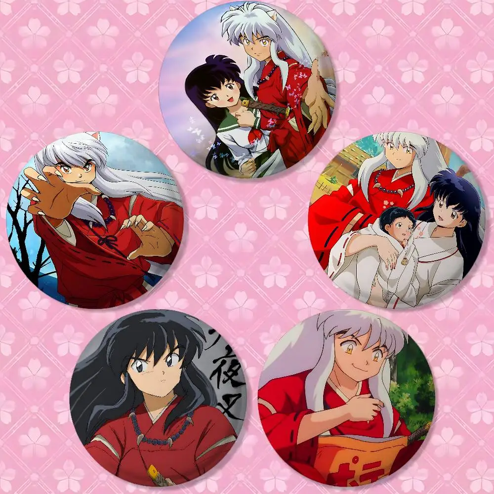 Anime I-Inuyashas Badges Peripheral Lapel Pins Tinplate Round Brooch For Shoulder Bag Accessories Souvenir Gifts view 3