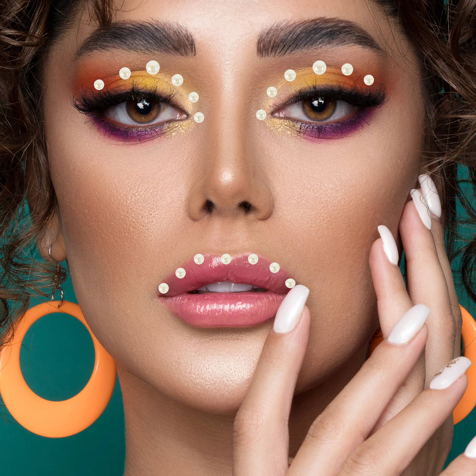 

4 Sheets Pearl Stickers for Nail Art Imitation Pearls Face Hair Jewels Adhesive Craft Makeup DIY Skin Safe Festival Decoration