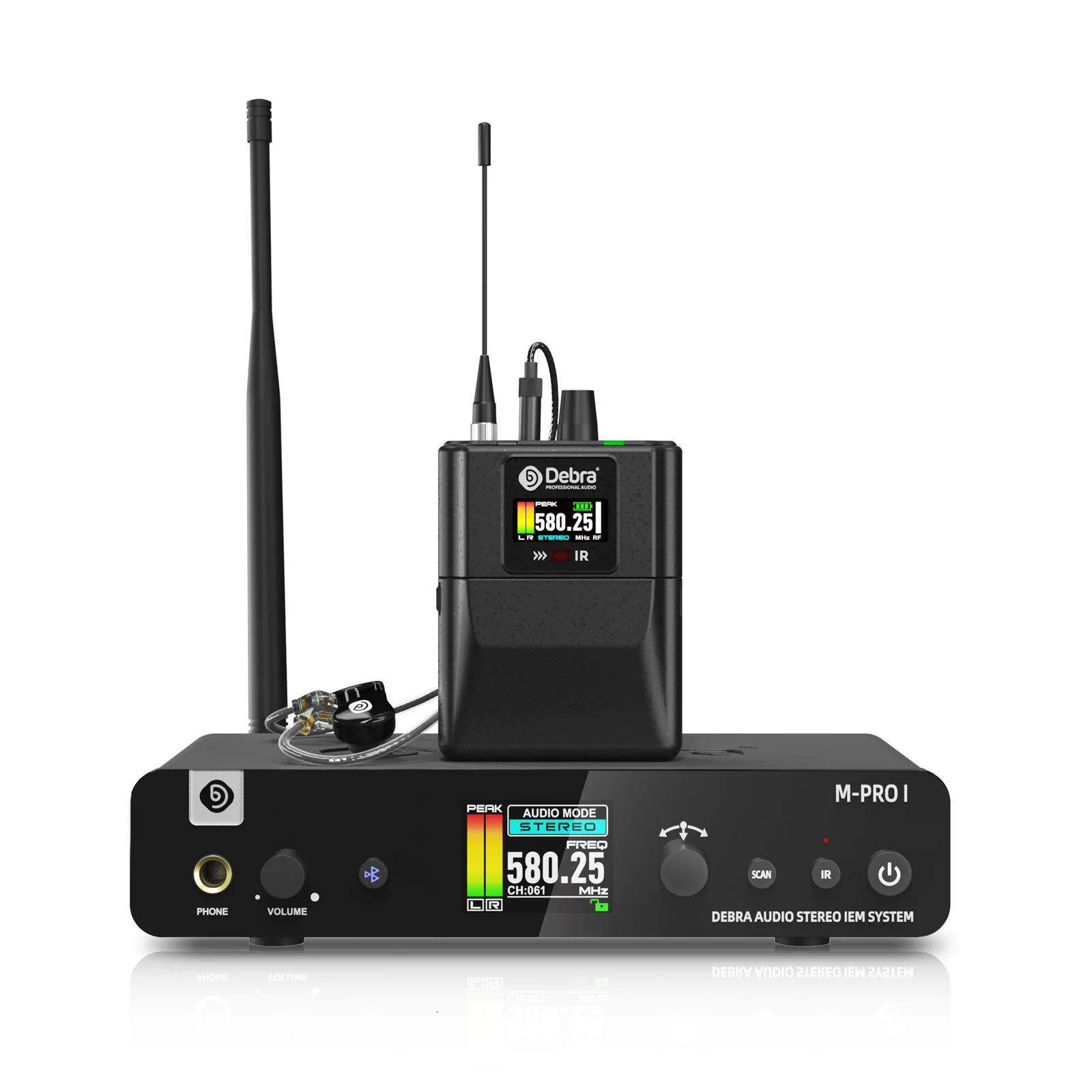 Debra M-PROI In-Ear-Monitoring-System, 560–690 MHz, Bluetooth, 24-Bit/44,1 kHz, 7-Millisekunden Latenz, für Tonstudios – Detail 15