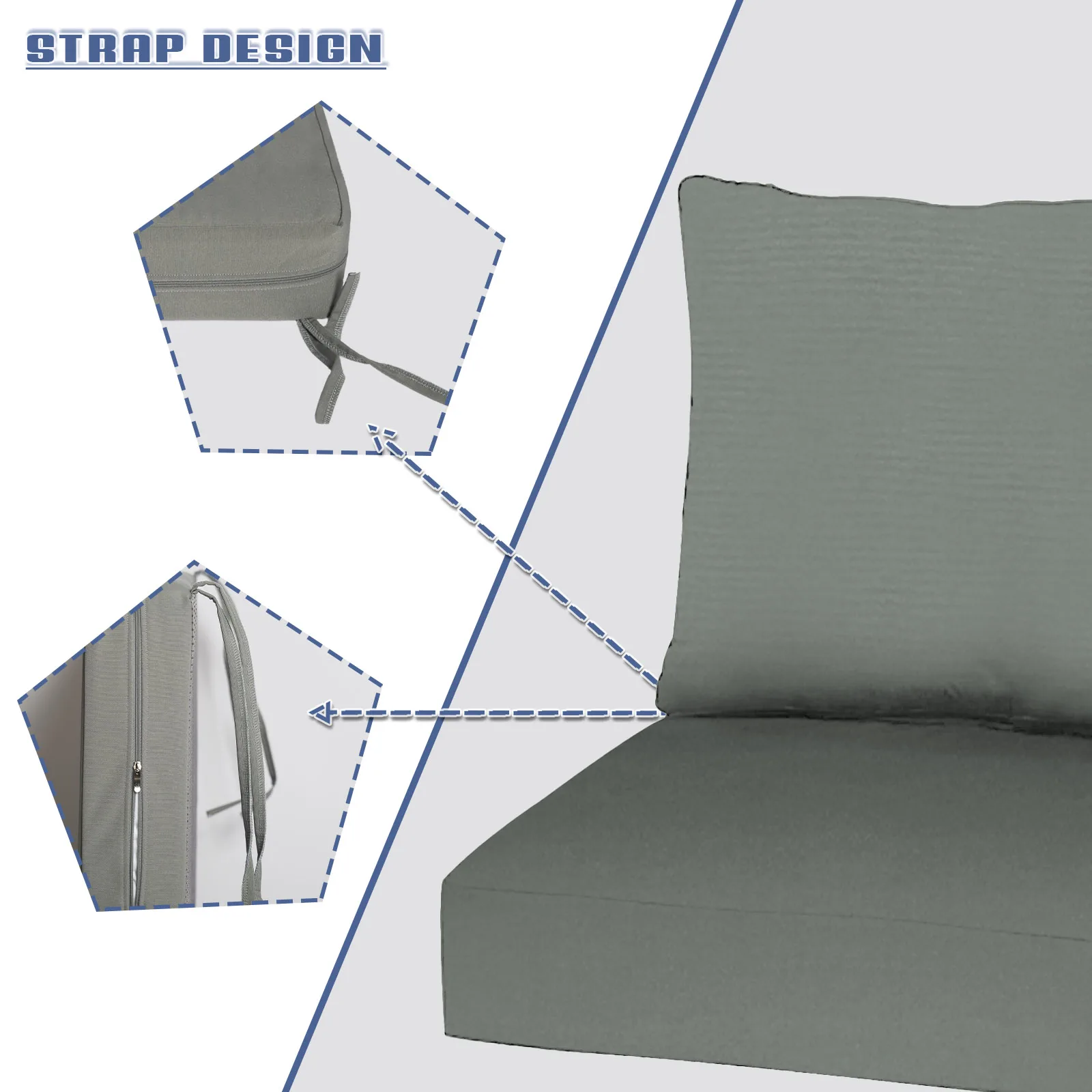 Custom Seat And Back Cushions Chair Sofa Bench Backrest Cushion  Set Chair Seat Pad Decor Garden Bay Window Pad Patio Cushion
