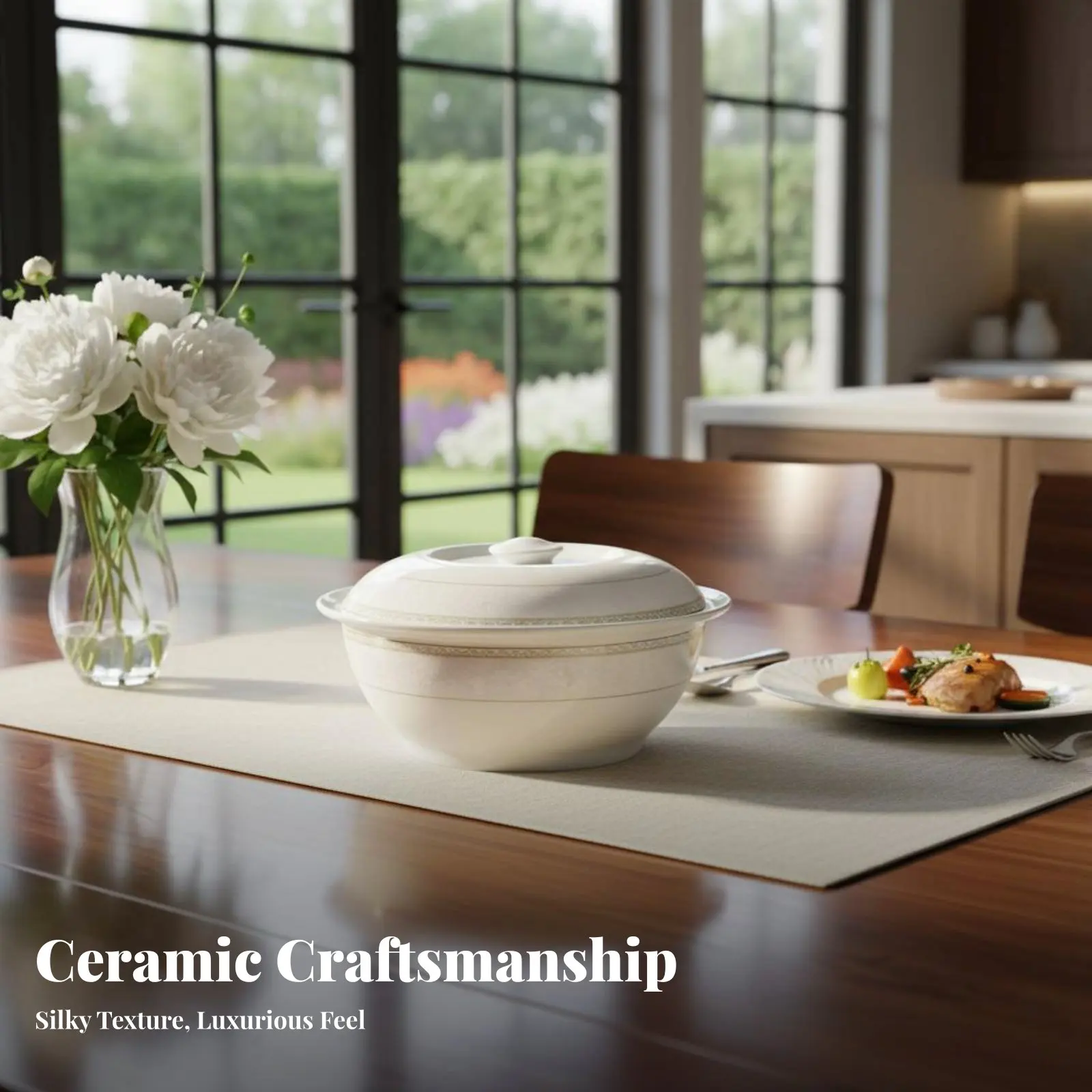 

Bone China Tableware Set, Ceramic Bowls and Plates, Jingdezhen Design, Striped Pattern, Customizable, Home, Wedding, Gift