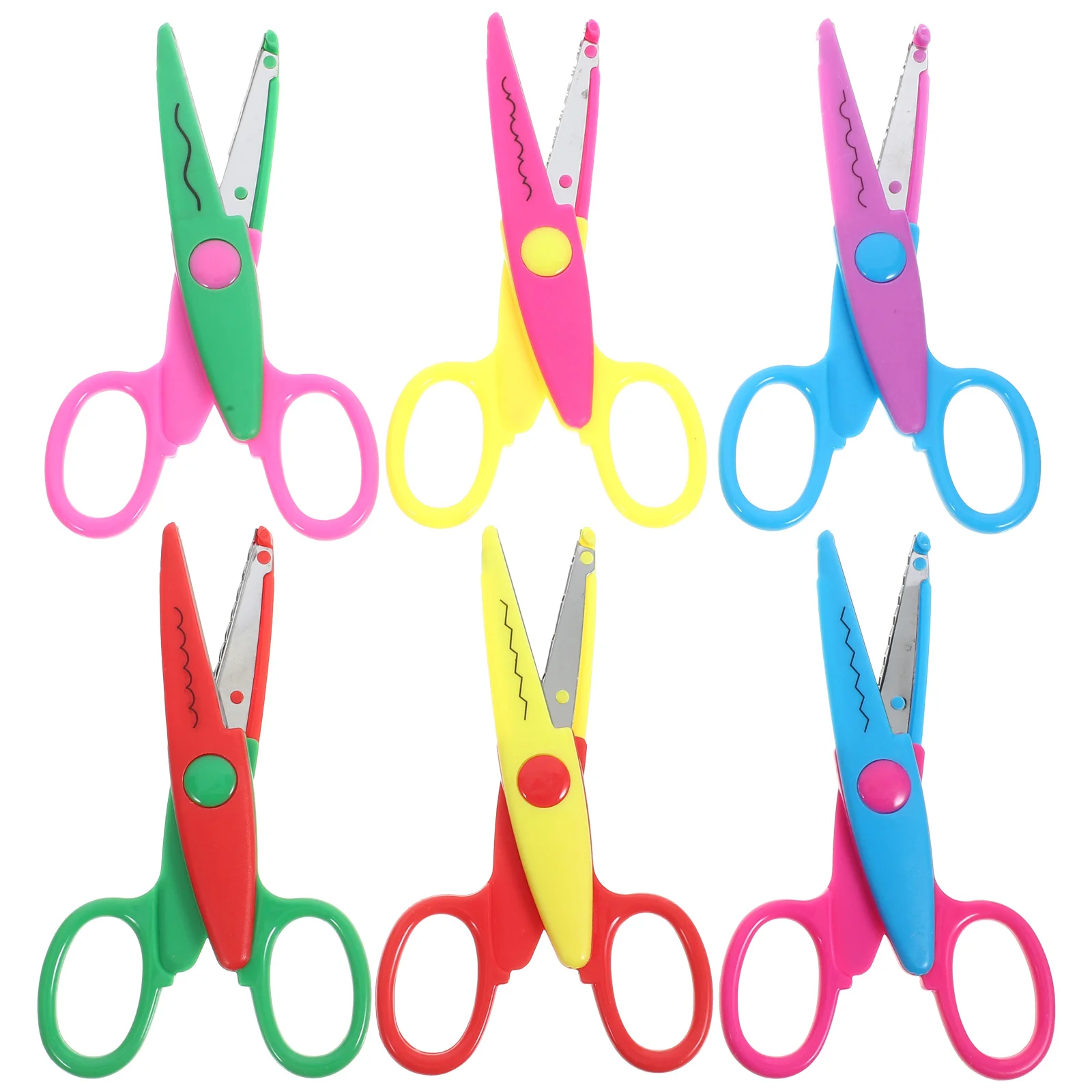 กรรไกรนิรภัย 12 ชิ้น กรรไกรงานฝีมือ ขอบลายกราฟิก กรรไกรอเนกประสงค์ สำหรับงานศิลปะ งาน DIY การ์ดอวยพร ห้องเรียน