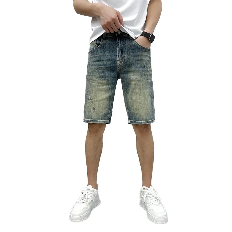 Pantaloncini di jeans di alta qualità da uomo a prezzi accessibili moda di lusso coreano classico nostalgico retrò sottile dritto estate pirata pantaloncini