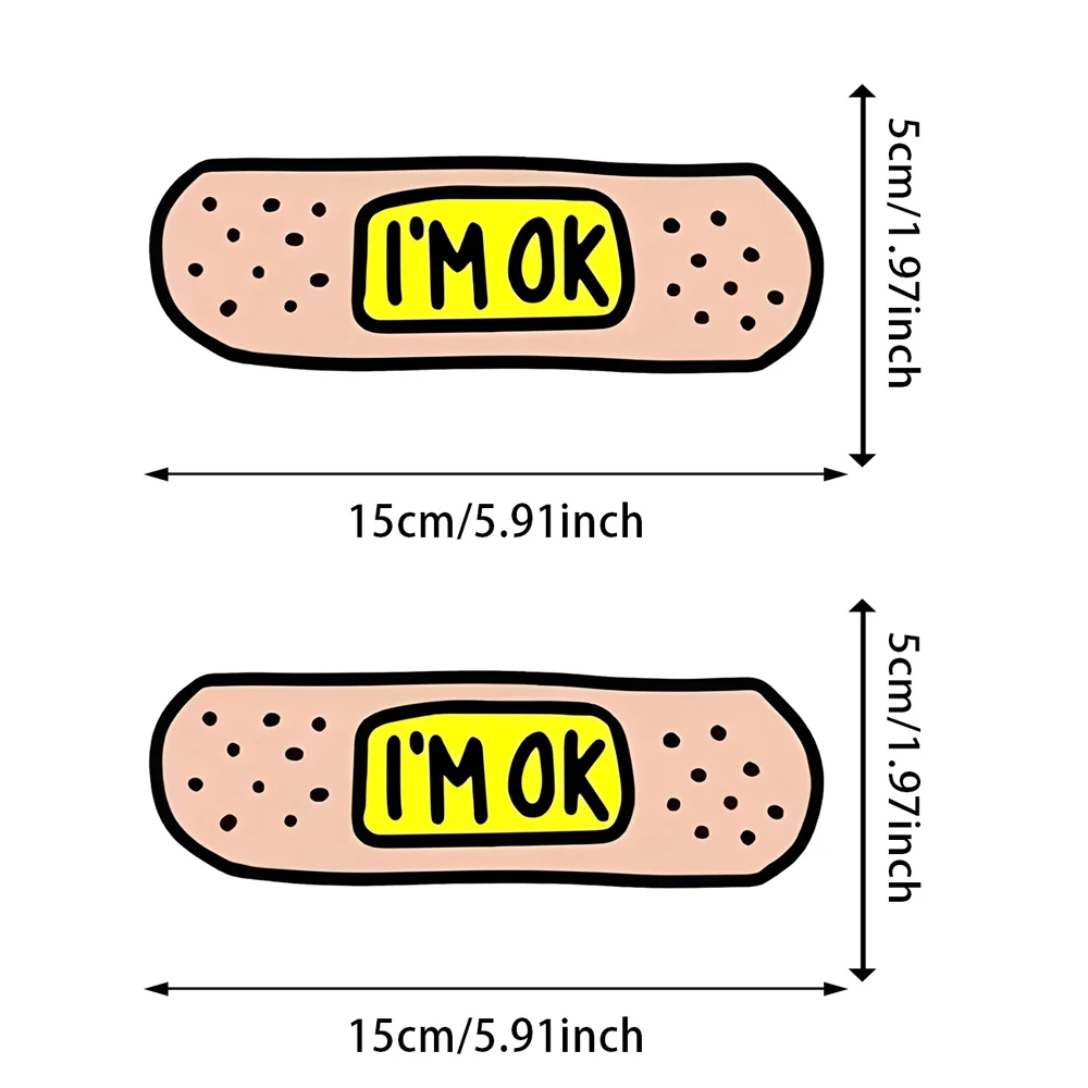2-Pack 15x5cm,  I'm OK Bandage Self-Adhesive Vinyl Sticker for Cars, Trucks, Motorcycles, Laptops, Windows, Glass, Walls