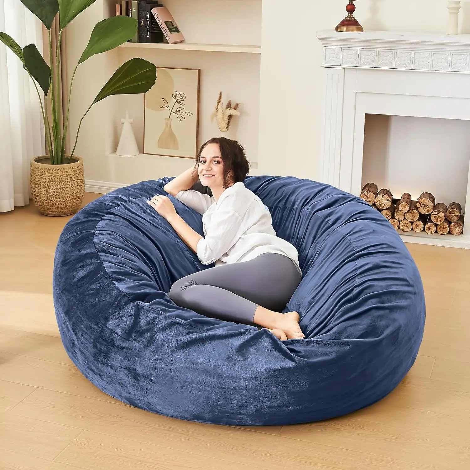 Bag Chairs for Adults - Memory Foam Furniture BeanBag Chair - Kids/Teens Sofa with Soft Micro Fiber Cover - Round Fluffy Co