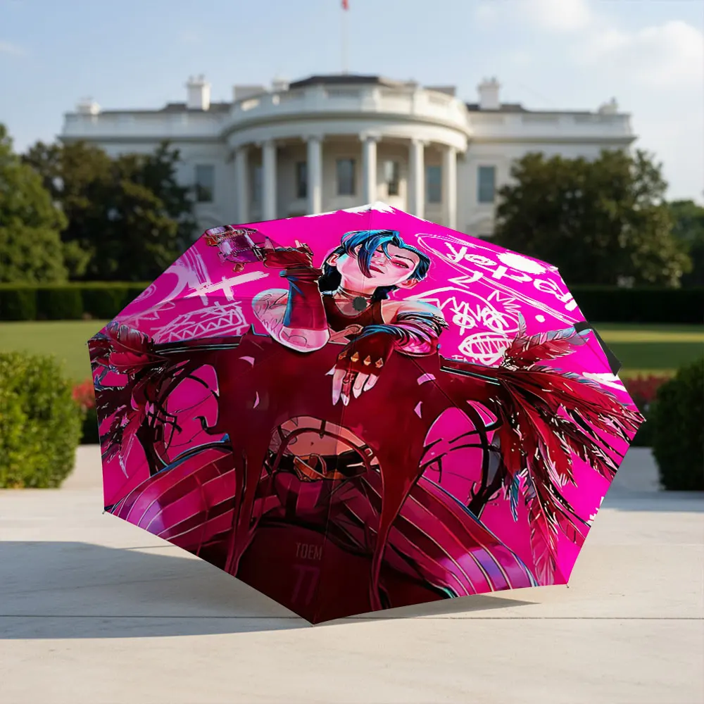 1PC Anime Punk Girl Graffiti Pink theme Print Folding Travel Parasol Game Character Art Novelty Decor Gift