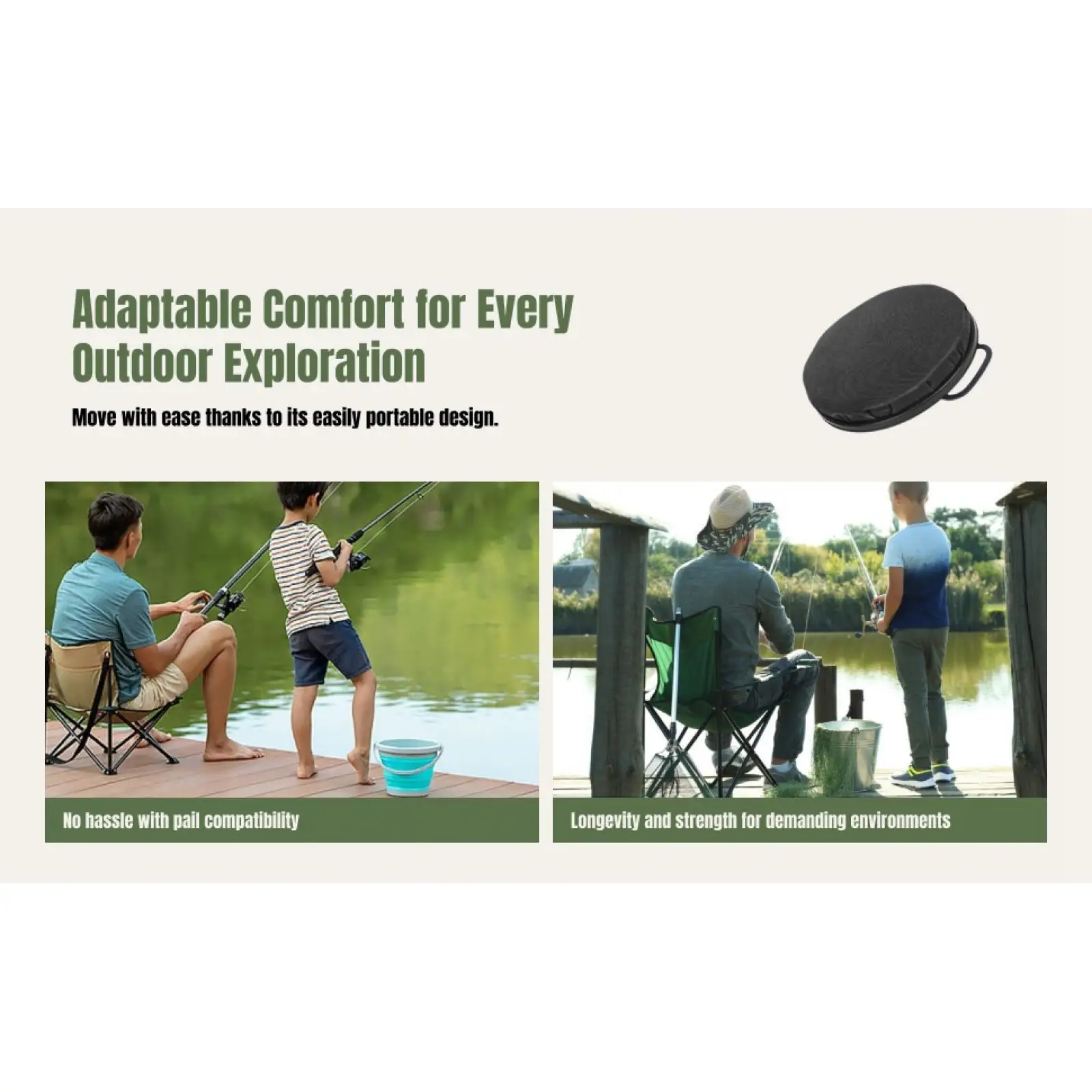 Bucket Seat Stool Portable Cushion Bucket Seat Lid 360 Degree Swivel Seat for Car Repairing Gardening Hunting Baseball Fishing