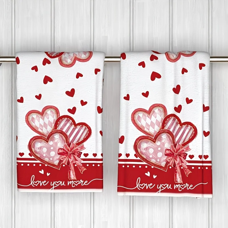 

2-Piece Set of Heart-Shaped Kitchen Towels, Dish Towels, Hand Towels, Kitchen Decorative Towels, Neighbor Gifts, Sweet Housewarming Gifts for Friends, Mom Gifts, Friend's Birthday Gifts.