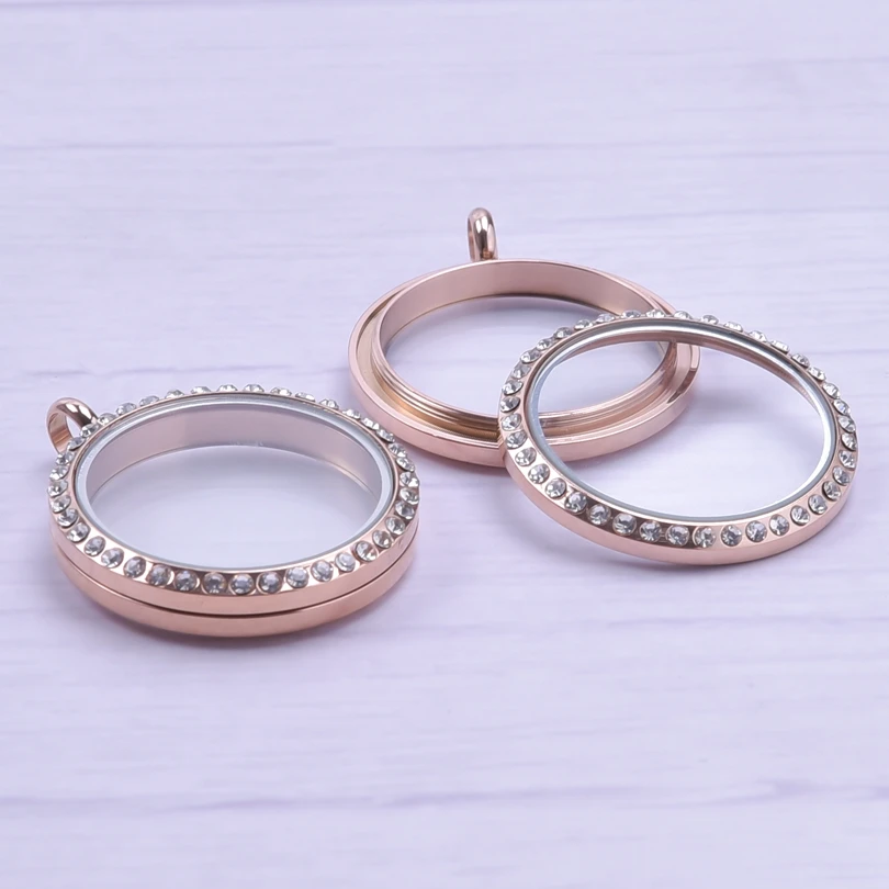 10Pcs/Lot Stainless Steel Round Glass Memory Floating Picture Locket Pendant Clear Twist Coin Medaillon Women подвеска Jewelry