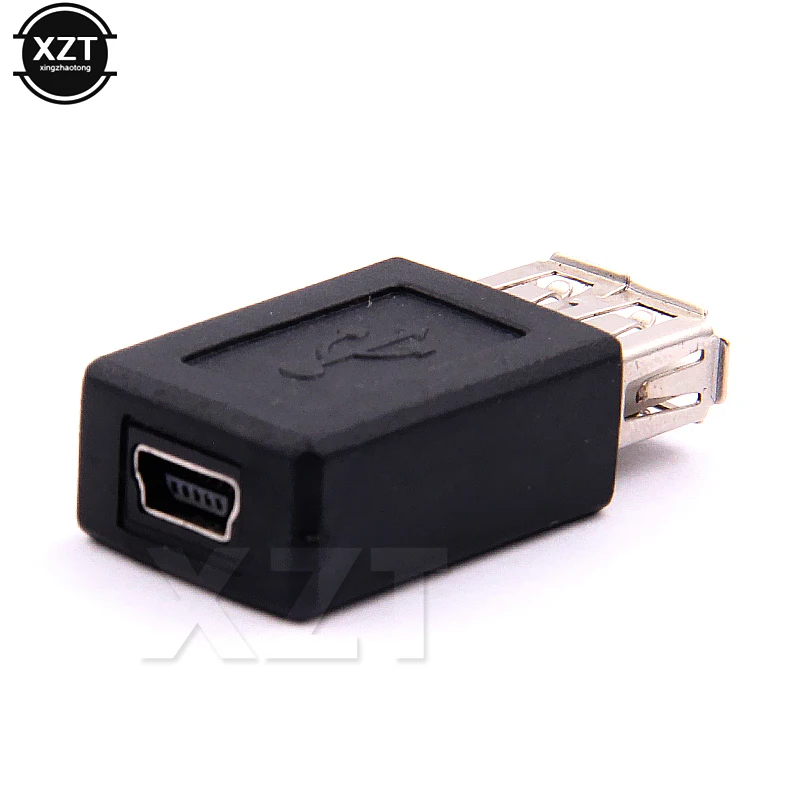 

New Black USB 2.0 Female to Mini USB 5-pin Female Adapter Plug Converter USB 2.0 to Mini USB Connector T-port Half Pack