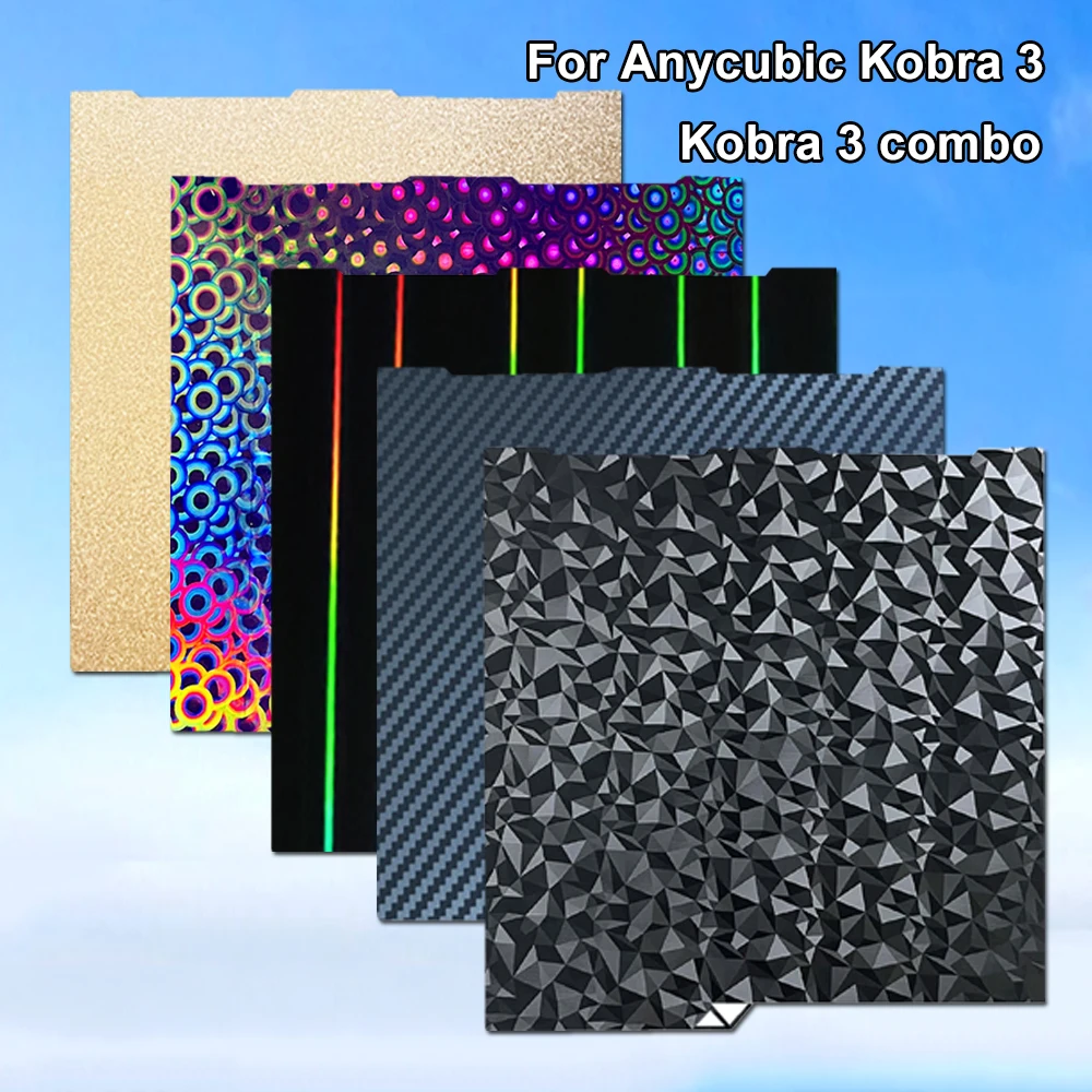 

For Anycubic Kobra 3 Combo Build Plate PEI Sheet 256x268mm Double Sided Print Plate Spring Steel Sheet PEO PET PEI For Kobra 3