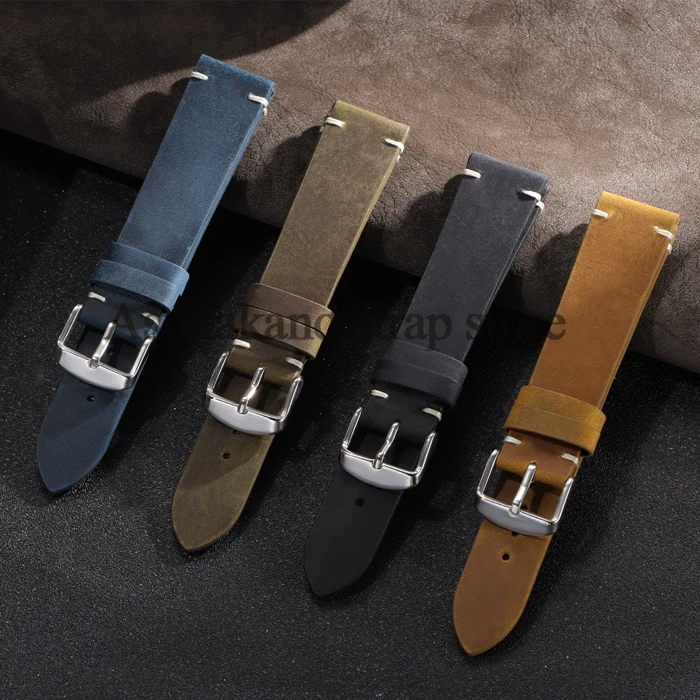 خمر لينة جلد طبيعي حزام الساعات ريترو حزام ل Seiko لسامسونج 7/6/5/4/3 الرجال النساء حزام 18 مللي متر 20 مللي متر 21 مللي متر 22 مللي متر سوار