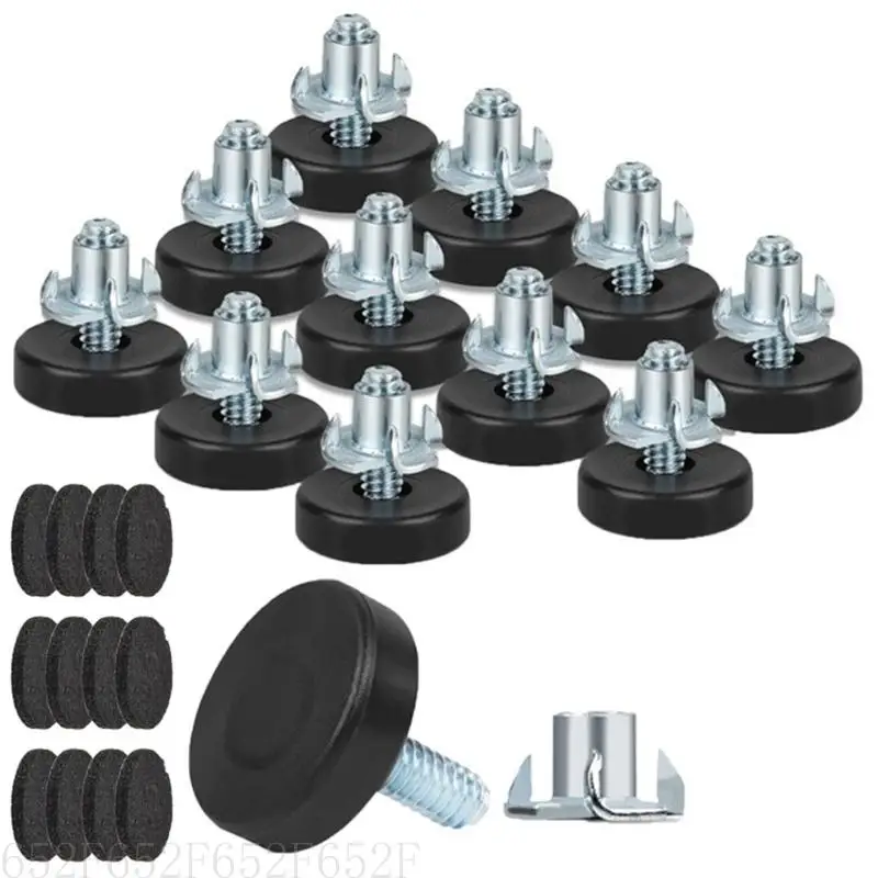

652F Adjustable Screw In Table Feet Levelers Carbon Steel Simple Installation for Precise Furniture Balancing