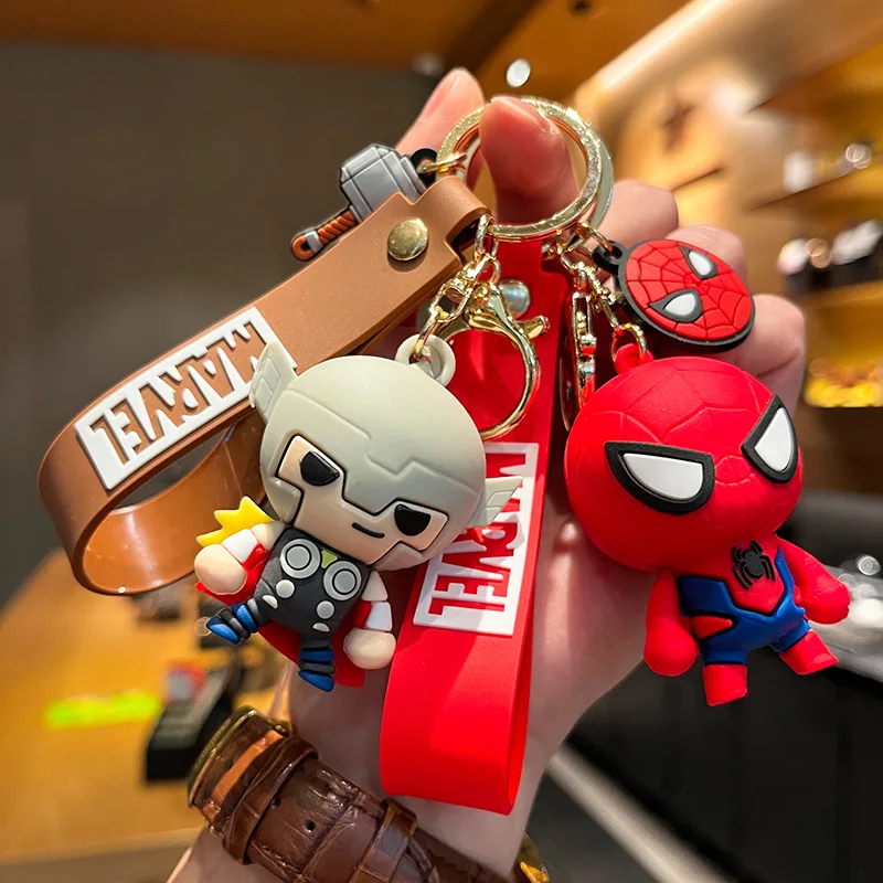 Disney Avengers Iron Man Spiderman Doll Keychain School Bag Pendant Cartoon Wallet Handbag Student Backpack Pendant Gifts