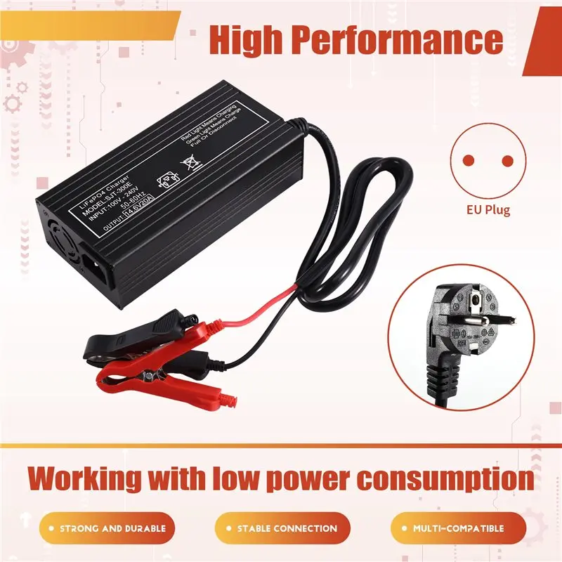 EU PLUG 14.6V 20A Smart Lifepo4 Battery Charger High Power Fast Charging 110/220V Lithium Battery Charger