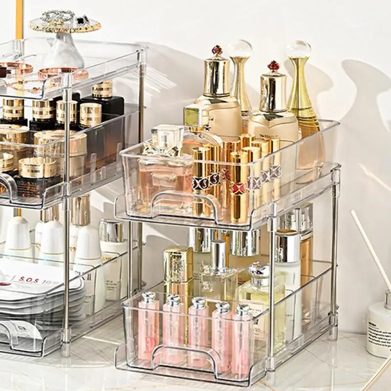 Makeup Organizing Bins Makeup Storage Box Jewelry Container Makeup Case Clear Container Storage Snack With Slide out Handle