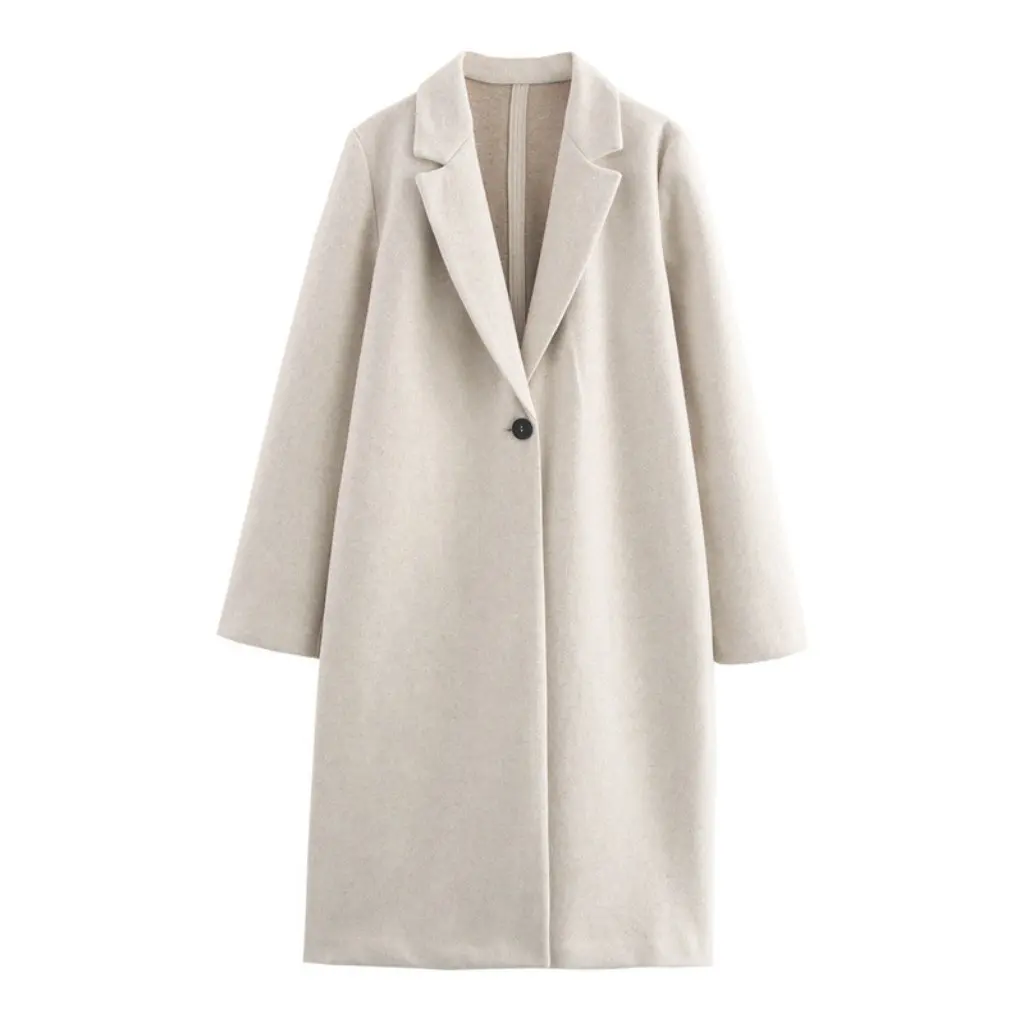 

Women's Fashion Long Sleeve Wool Coat Autumn Winter European American Style Casual Temperament Loose Fit New Arrival