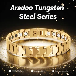 Tank Track Design Tungsten Steel Men's Magnetic Therapy Bracelet