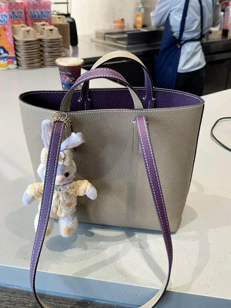 

Purple Color Block Shoulder Tote Bag Women's New 2026 Handbag Crossbody Bag Spring Fashionable Ladies Bag Chic Purse