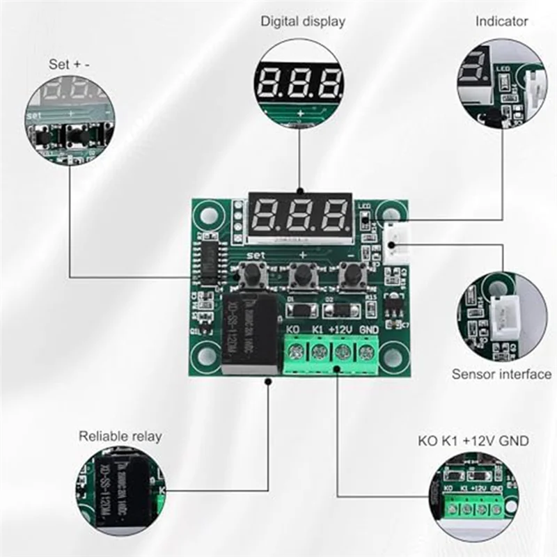 A88Z W1209 DC 12 V LED Digital Thermostat Temperature Controller,-50-110°C Temp Control Switch Module Board With Sensor Probe