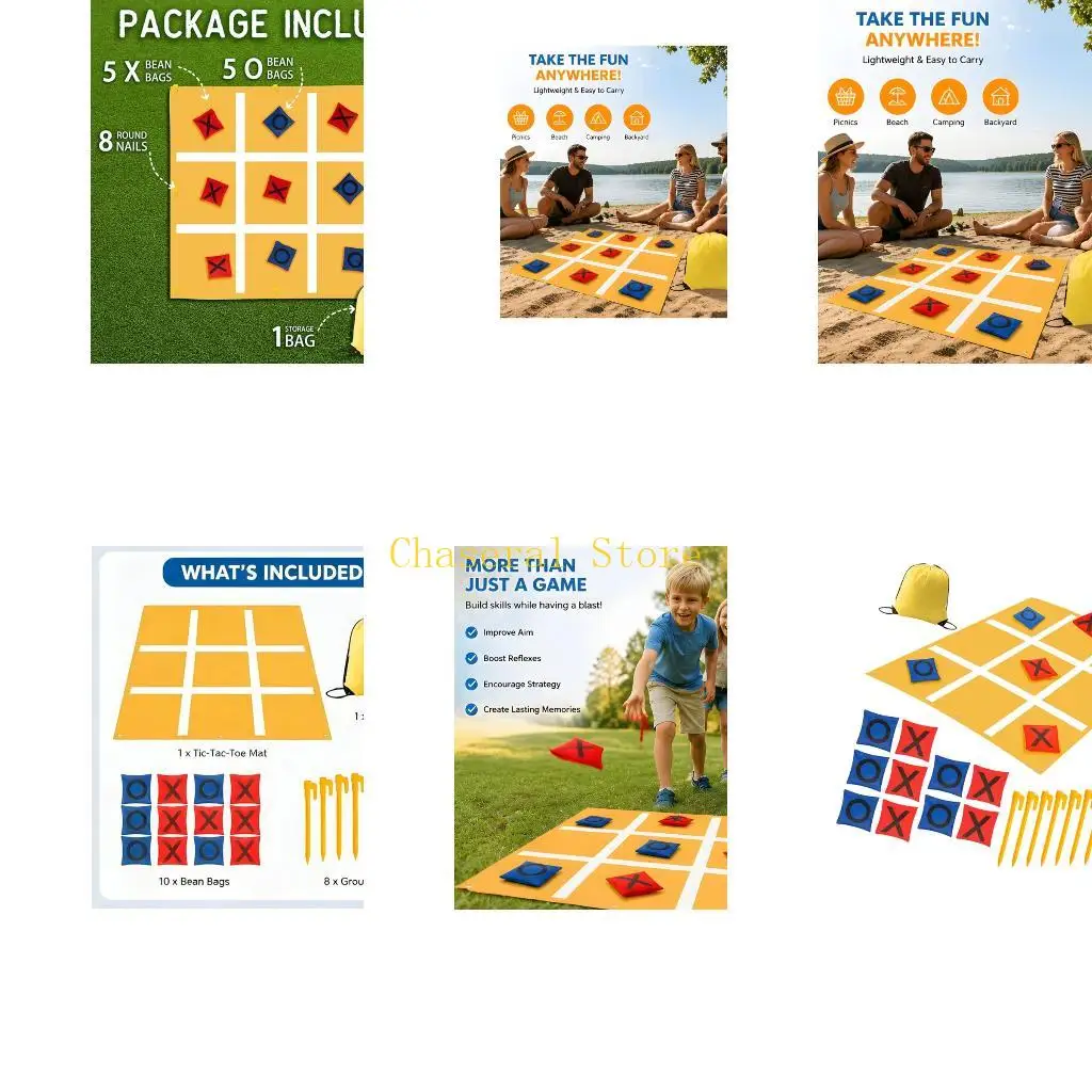 E7CE Family X O Bean Bag Toss Set with Mat, Stakes and Carry Bag Use