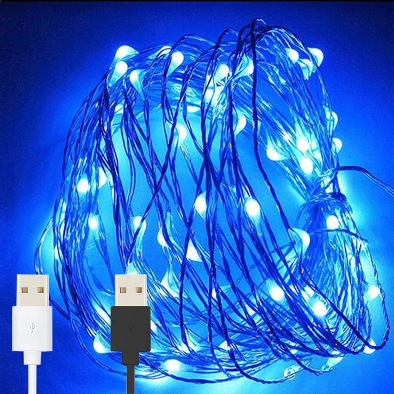 USB Dây 10M Ngày Lễ Nhà Đèn LED Màu Sắc Dây Đèn Đồng Đèn Dây Hoa Đóng Gói Trang Trí Đèn Giáng Sinh đồ Trang Trí