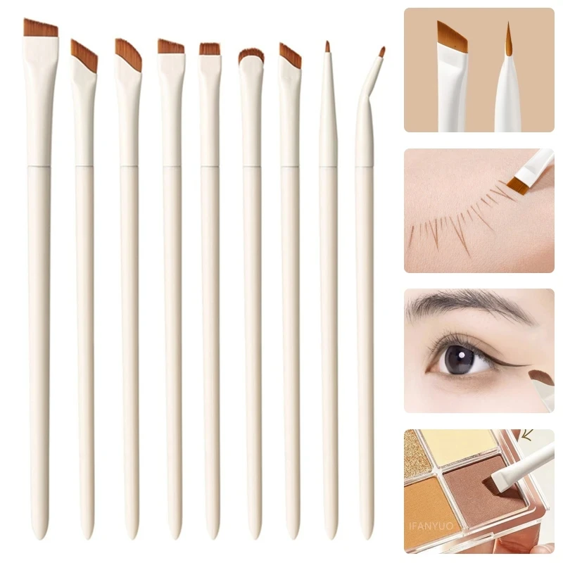 3/7/9pcs White Upgrade Blade Eyeliner Brush Eye Makeup Brushes Set Ultra Thin Fine Angle Flat Eyebrow Precise Detail Brush