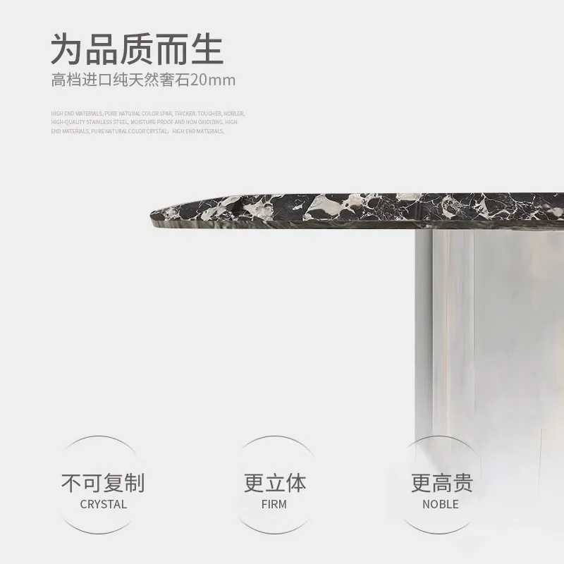 Restaurant furniture black rose imported marble table rectangular light luxury villa high-end luxury stone household table