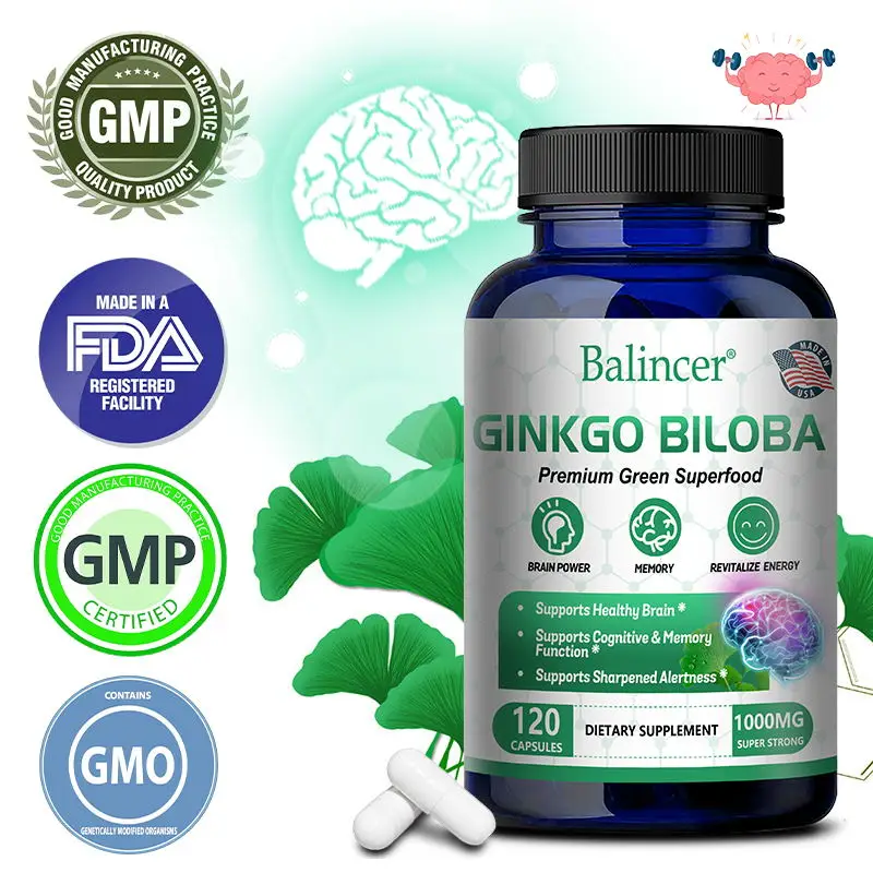 Balincer Ginkgo Leaf Extract Supplement - For Brain, Memory Health - Adult Nootropic Focus Supplement | Non-GMO