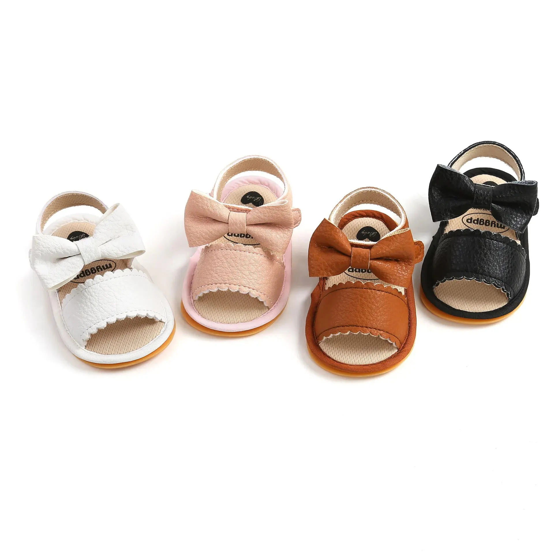 Meckior-zapatos de verano para bebé, Sandalias planas para niño pequeño, suela de goma suave, antideslizante, lazo, cuna, primeros pasos