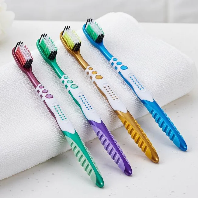 5Pcs Colorful Manual Toothbrushes Medium Bristles Ergonomic Non-Slip Grip for Daily Oral Care
