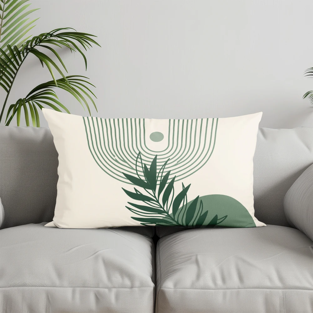 ديكور المنزل كيس وسادة منقوش هندسي وأوراق شجر مناسب لأريكة غرفة النوم غطاء وسادة السيارة وسادة خلفية مستطيلة #3