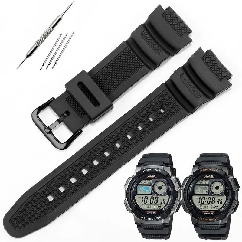 18mm Substitute Casio Rubber Watch Strap SGW300 400/AE1000 1100 W-800H 218H A10 Small Square Watch