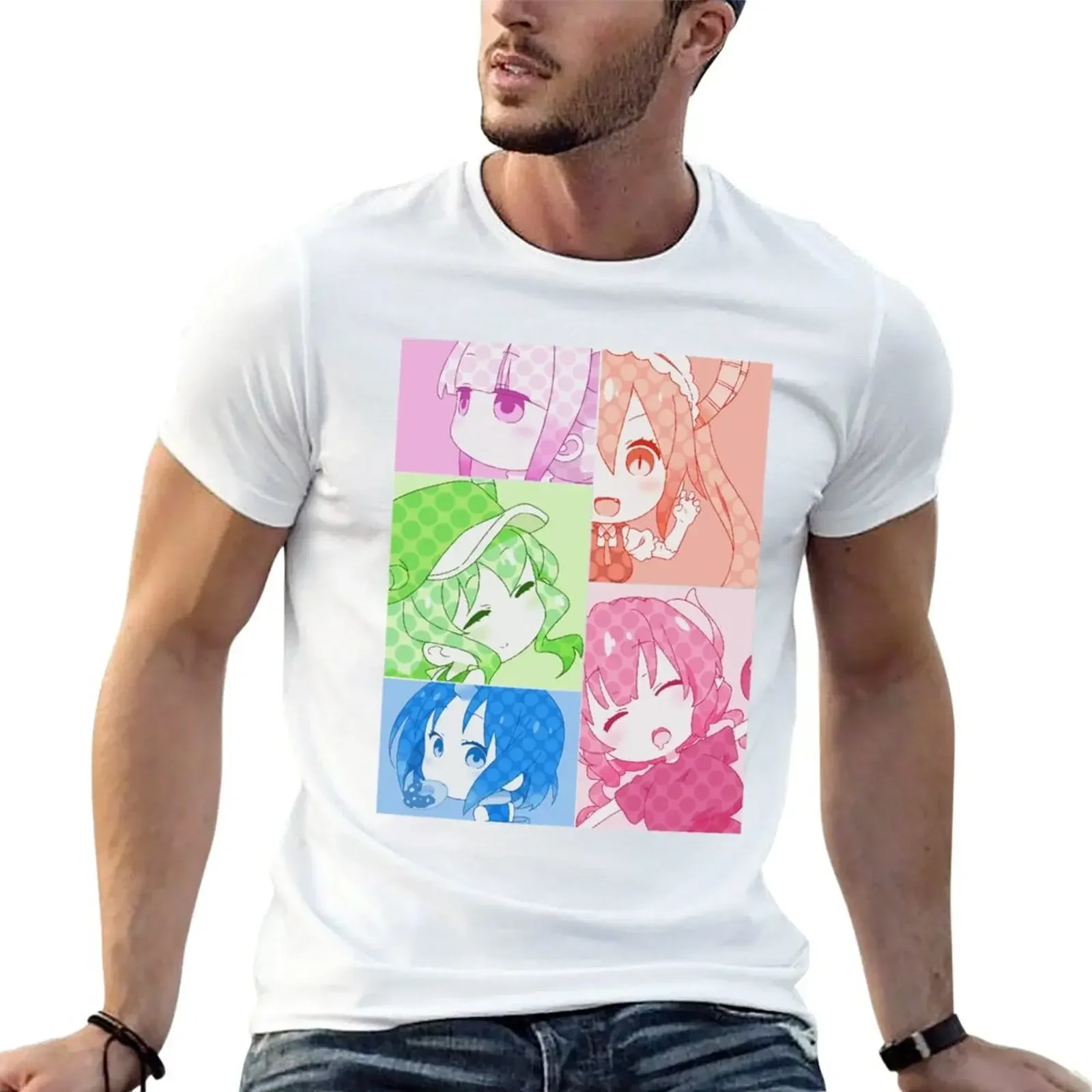 Tohru Ilulu Kanna Lucoa Elma Dragon Maid Comic Style T-Shirt  COTTON 2024 Tops T-shirt Mens White T Shirts Funny Summer Tops