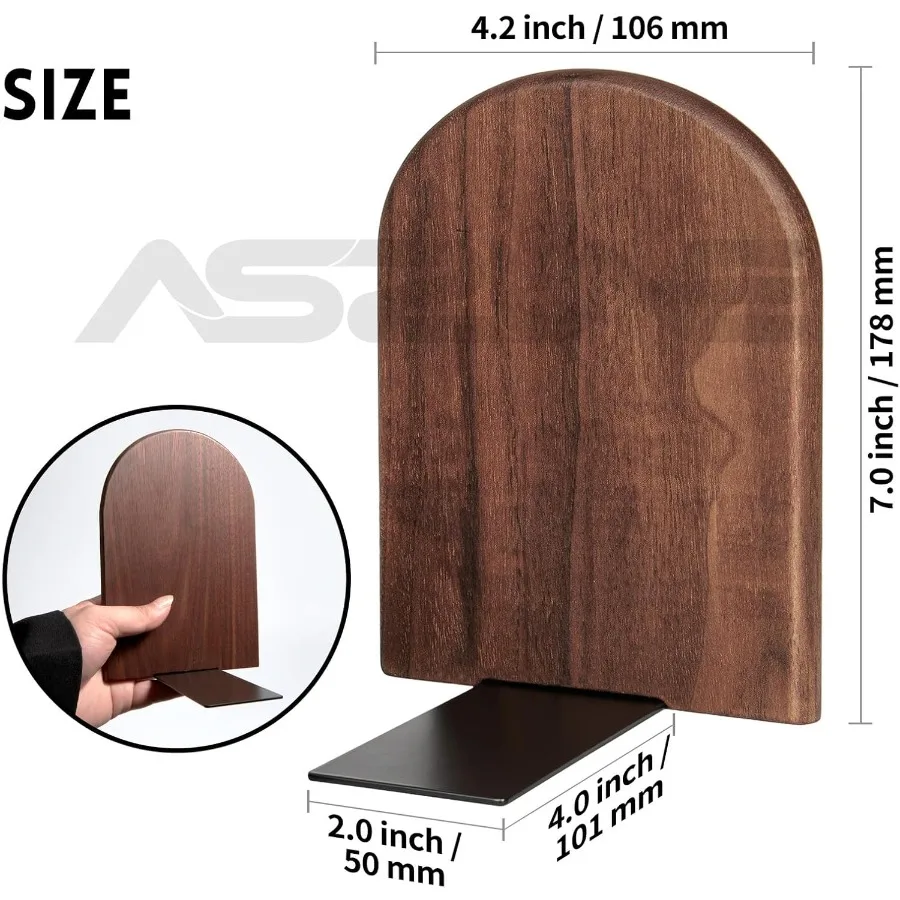 نهايات الكتاب 2Pai الدفتين الخشبية شديدة التحمل تحمل كتبًا ثقيلة غير قابلة للانزلاق مثالية لمكتب المكتب #2