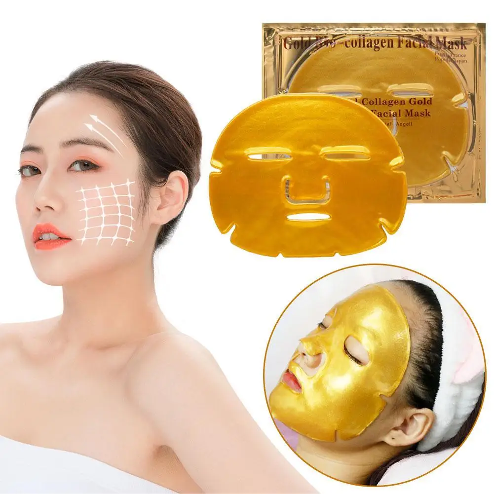 

1PC Gold Bio Collagen Facial Mask SPA Crystal Collagen 24k Gold Beauty Anti Wrinkle Whitening Moisturizing Sheet Mask for Face