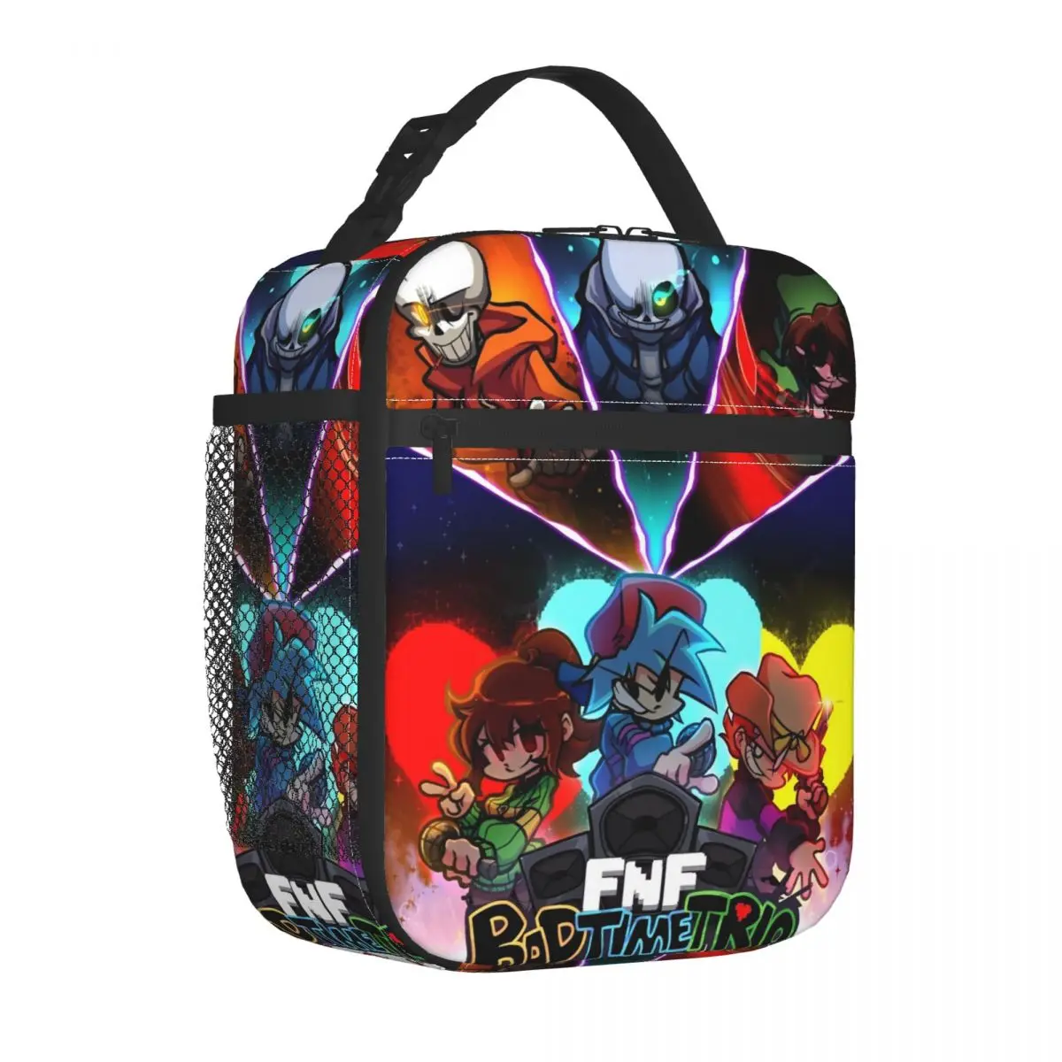 FNF Bad Time Trio Friday Night Funkin Insulated Lunch Bag Thermal Bag Lunch Container Tote Lunch Box Bento Pouch School Picnic