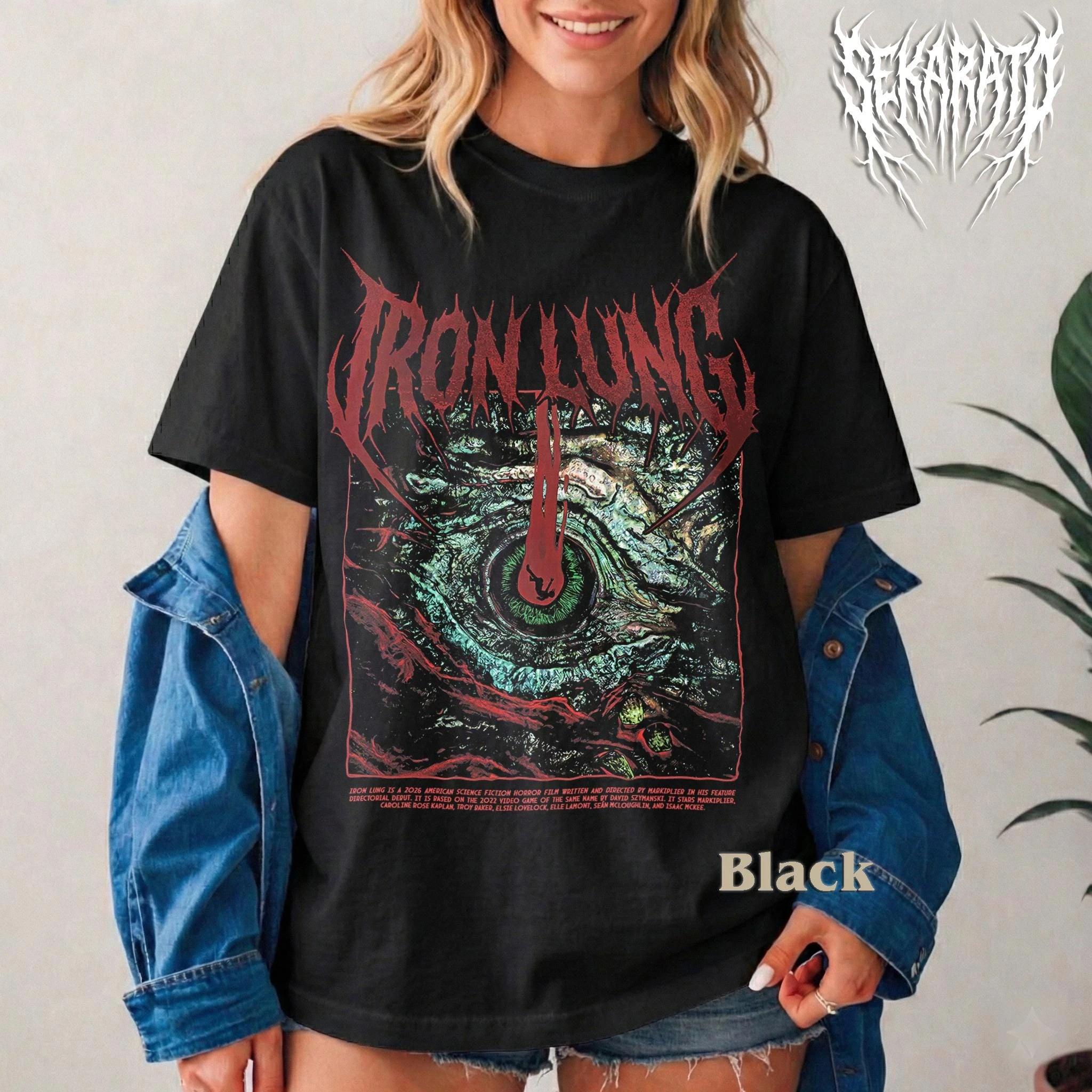 Vintage Style Iron Lung Graphic Tee, Markiplier Horror Film Merch, Death Metal Style Shirt, Deep Sea Submarine Horror Game VT41