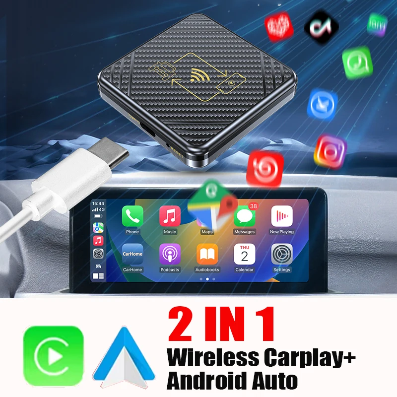 

2 в 1 Wi-Fi CarPlay Box Android автоматическая адаптация для проводного дисплея Carplay к беспроводной смарт-приставке Linux системы OEM обновление